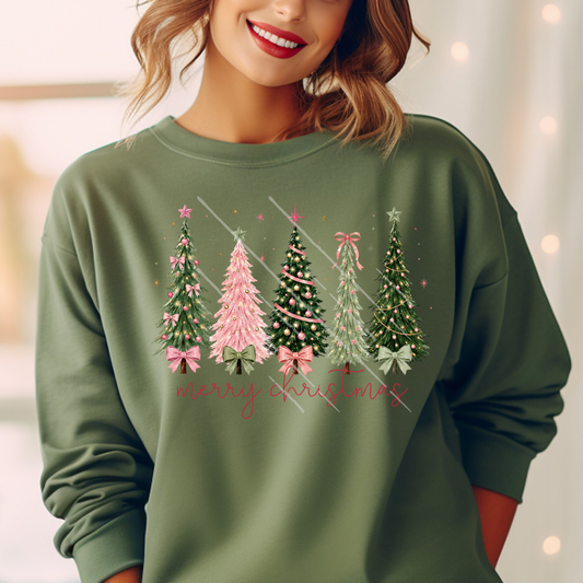 PINK TREES MERRY CHRISTMAS - DTF TRANSFER