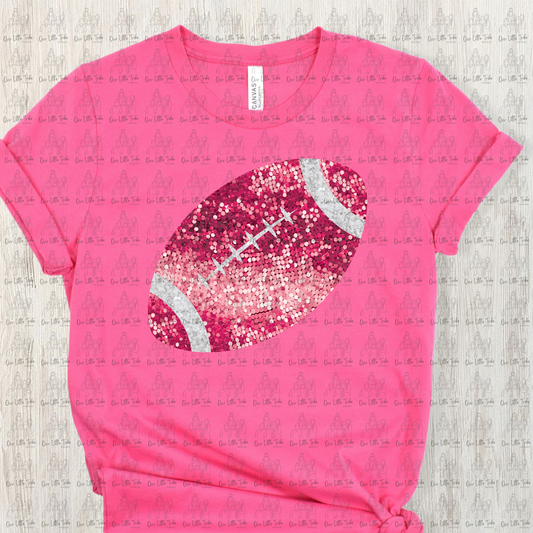 PINK FOOTBALL -  FAUX SEQUINS - DTF TRANSFER