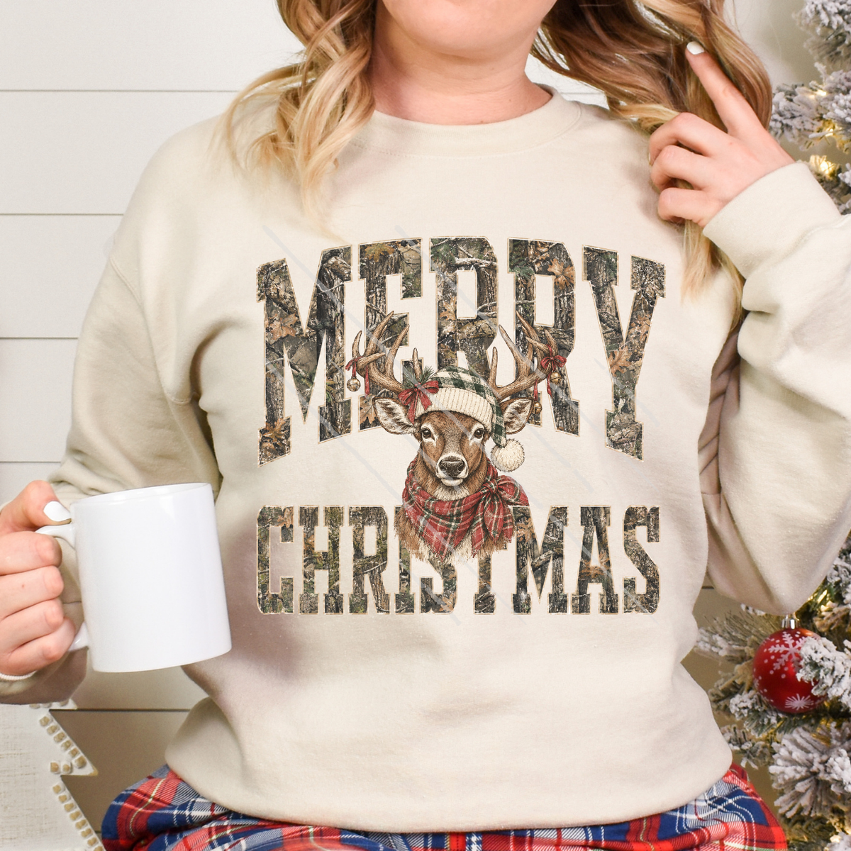 CAMO MERRY CHRISTMAS DEER - DTF TRANSFER