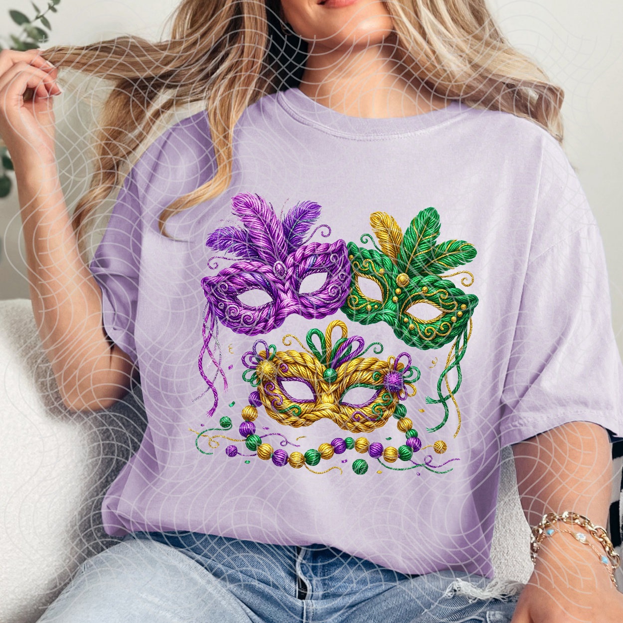 MARDI GRAS FAUX YARN MASKS - DTF TRANSFER