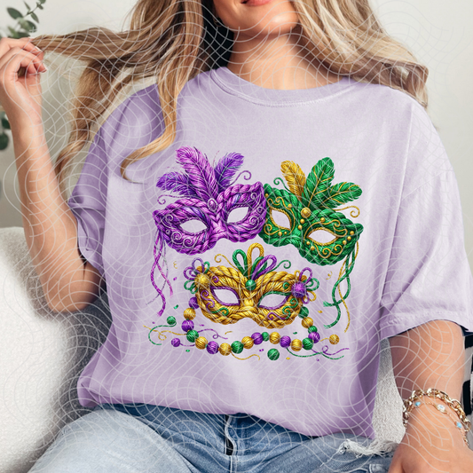 MARDI GRAS FAUX YARN MASKS - DTF TRANSFER