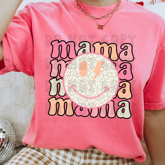 MAMA LEOPARD SMILEY PINKS - DTF TRANSFER