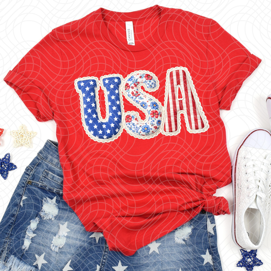 USA FAUX EMBROIDERY - DTF TRANSFER