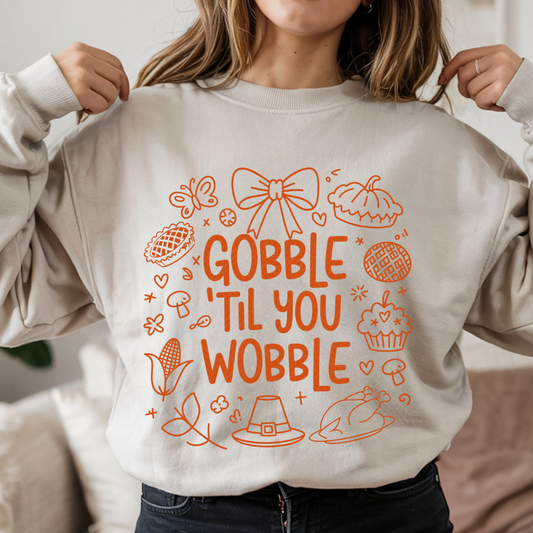 GOBBLE TILL YOU WOBBLE COLLAGE - DTF TRANSFER