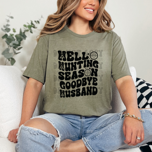 HELLO HUNTING SEASON GROOVY BLK - DTF TRANSFER