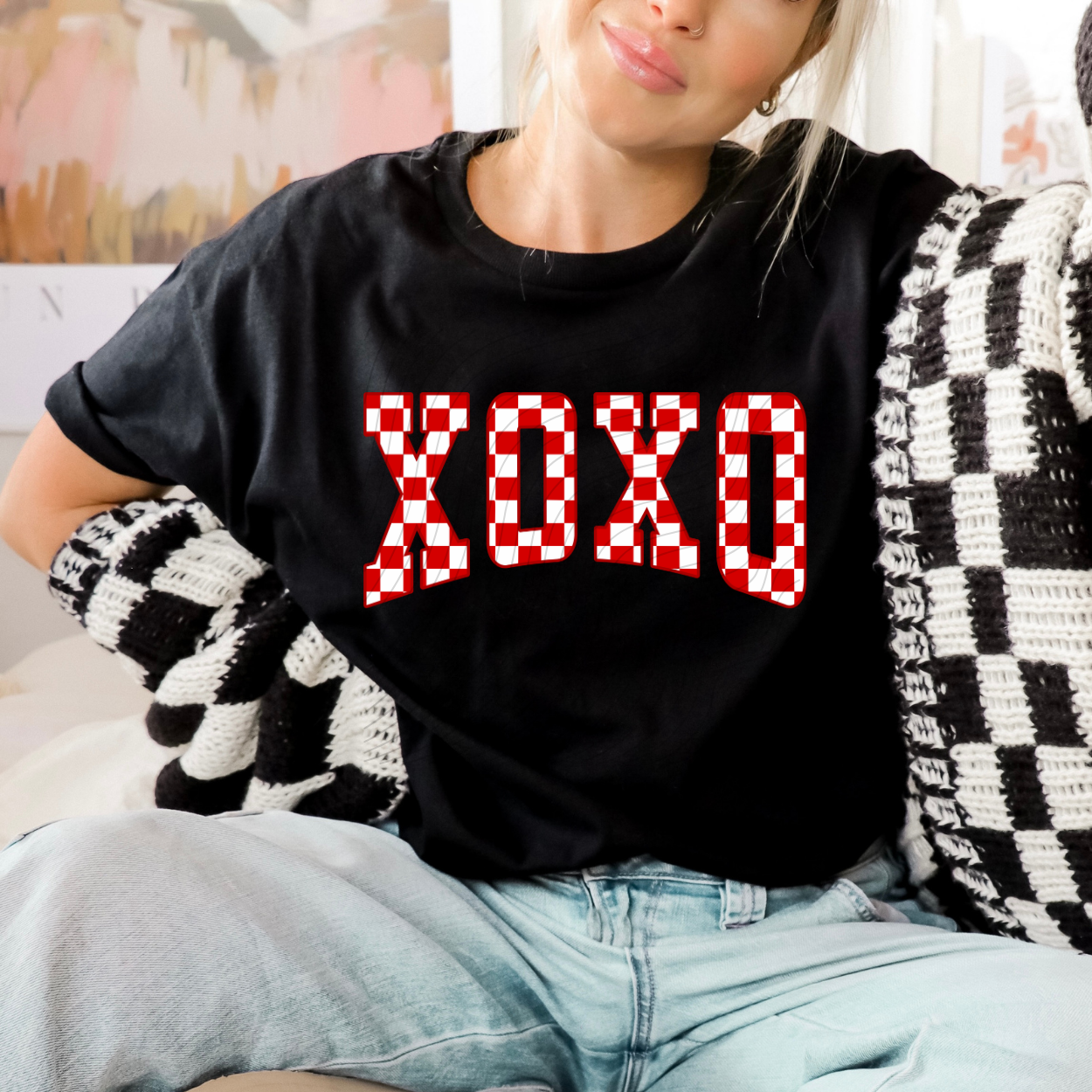 XO XO RED CHECKERED - DTF TRANSFER