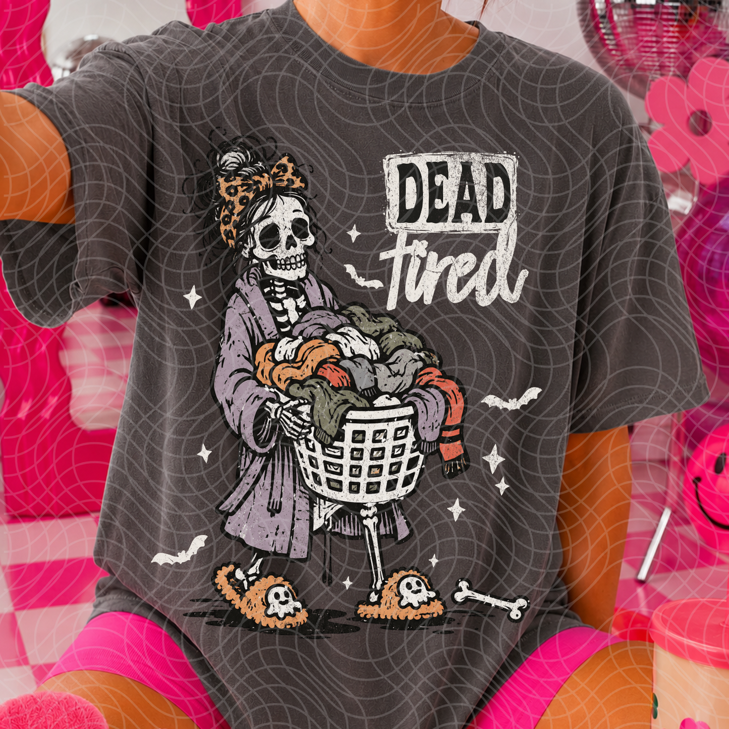 DEAD TIRED WHITE TXT - DTF TRANSFER