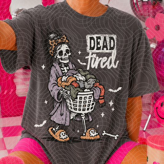 DEAD TIRED WHITE TXT - DTF TRANSFER