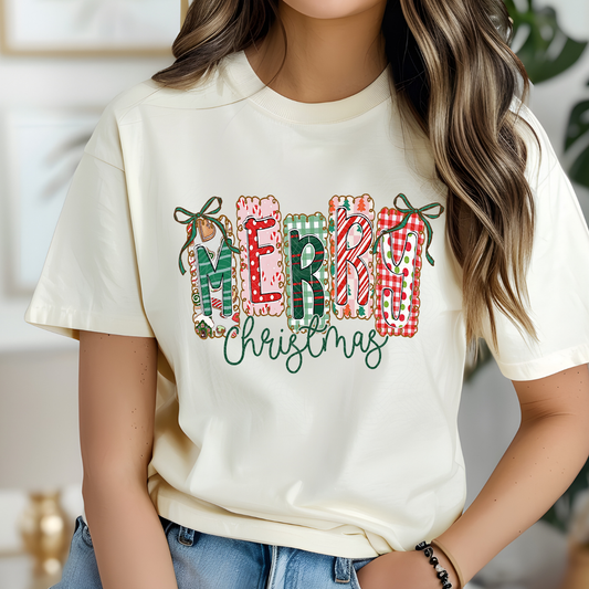 MERRY CHRISTMAS GREEN TEXT - DTF TRANSFER