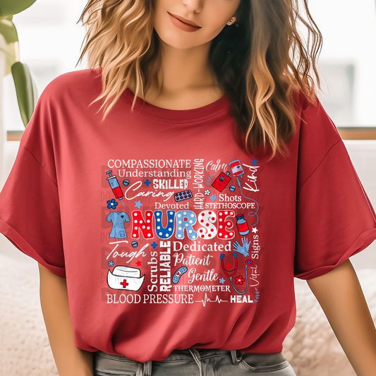 NURSE COLLAGE PATRIOTIC - DTF TRANSFER