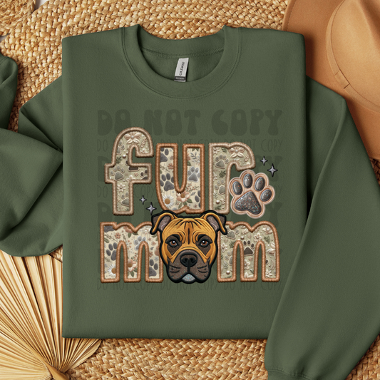 PITBULL, TAN - FAUX EMBROIDERY - DTF TRANSFER