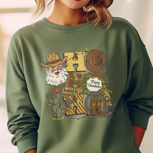 HO HO HO COUNTRY DISTRESSED - DTF TRANSFER