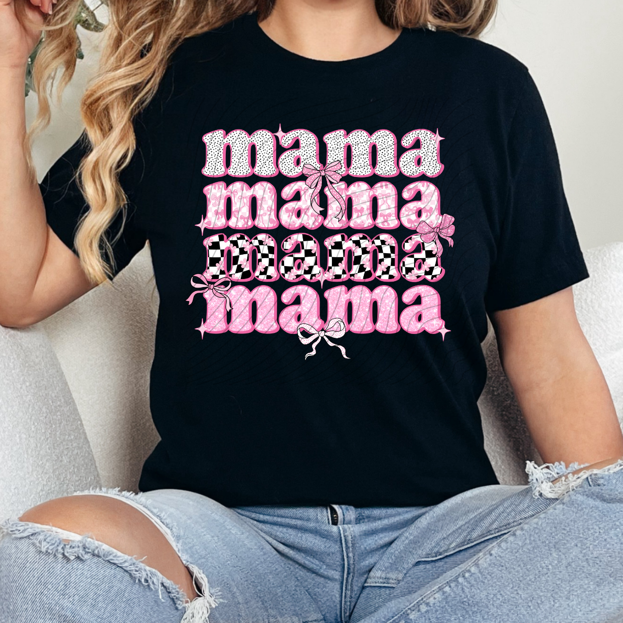 MAMA PINK BLK - DTF TRANSFER