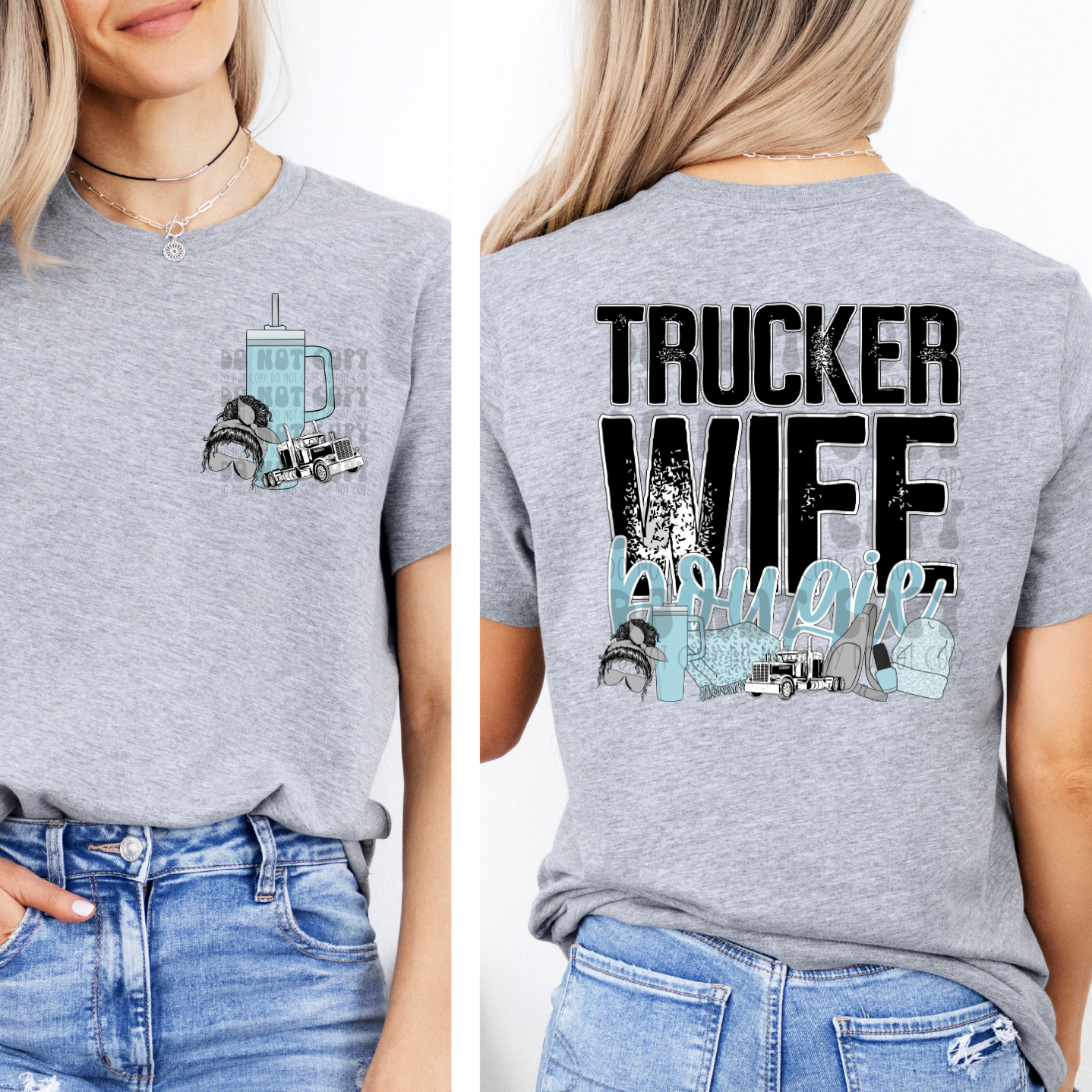 TRUCKER WIFE BOUGIE W/ POCKET - DTF TRANSFER