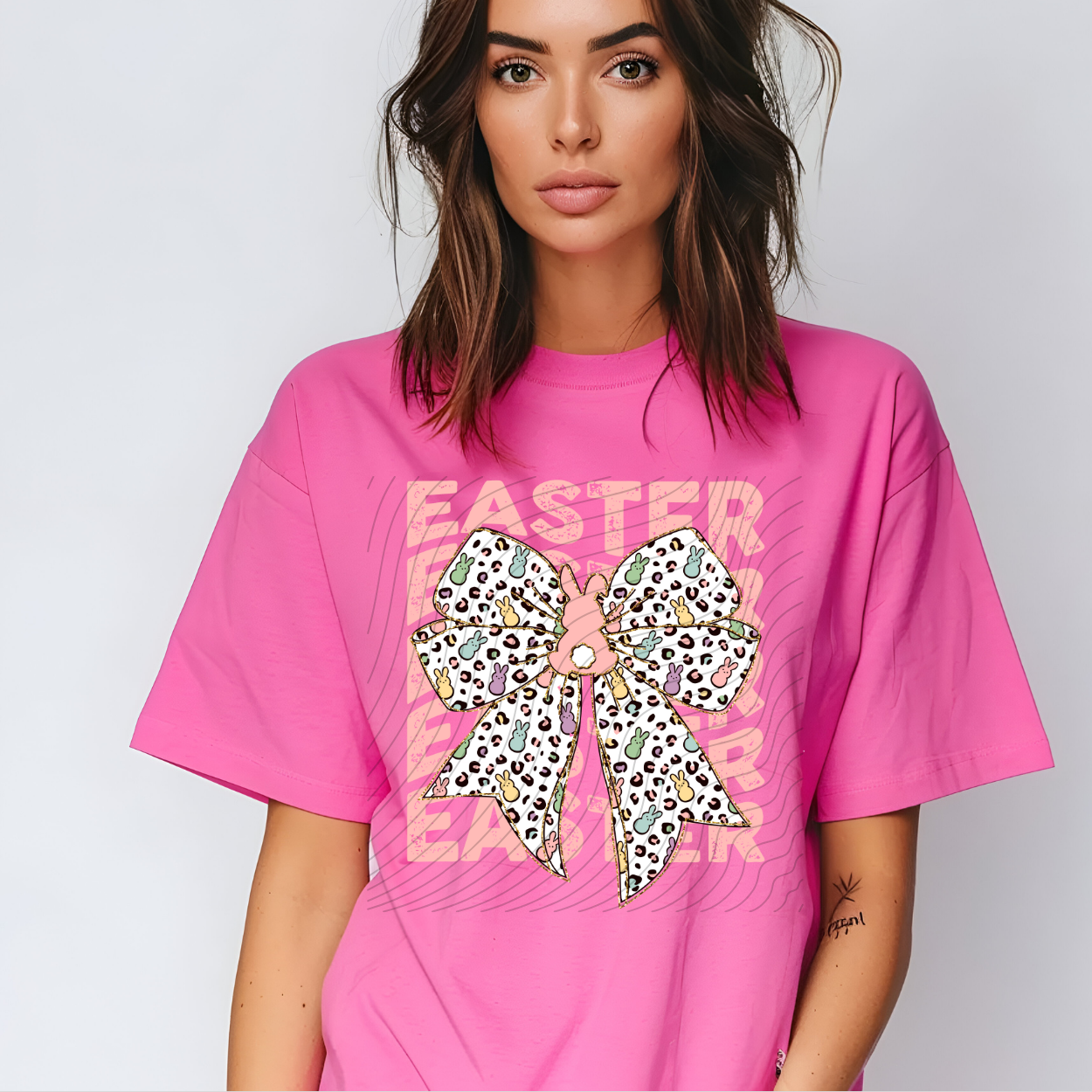 STACKED EASTER LEOPARD BOW - DTF TRANSFER