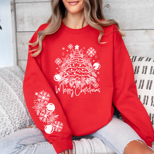 CHRISTMAS TREE WHITE W/ SLEEVE - DTF TRANSFER