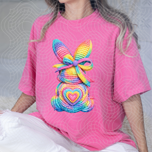 RAINBOW FAUX YARN BUNNY - DTF TRANSFER