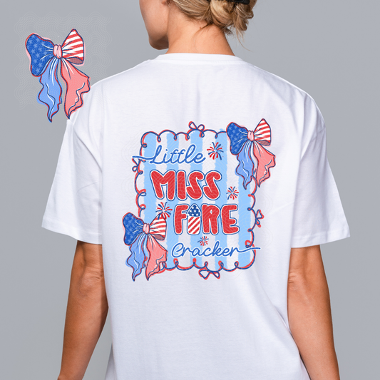 LITTLE MISS FIRECRACKER W/ POCKET - DTF TRANSFER