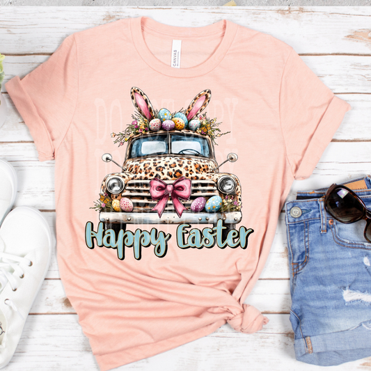 HAPPY EASTER LEOPARD TRUCK - DTF TRANSFER