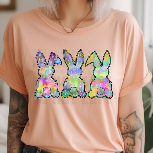 COLORFUL THREE BUNNIES - DTF TRANSFER