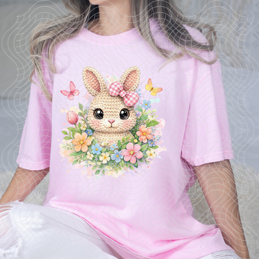 RAINBOW FAUX FLOWERS BUNNY - DTF TRANSFER