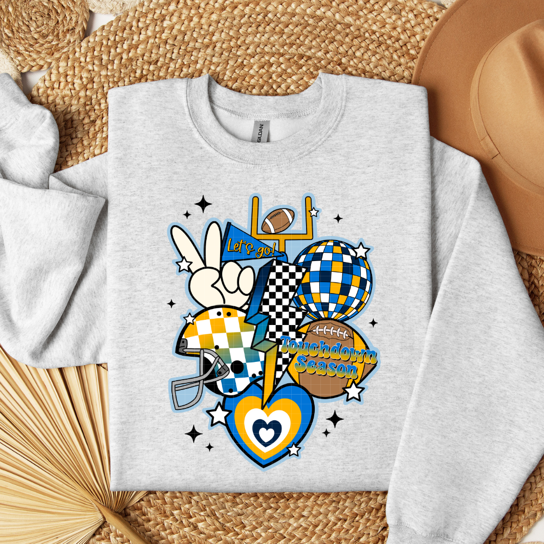 RETRO FOOTBALL COLLAGE - BLUE & YELLOW - DTF TRANSFER