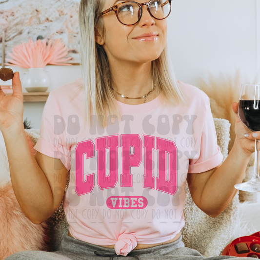 CUPID VIBES PINK DISTRESSED - DTF TRANSFER