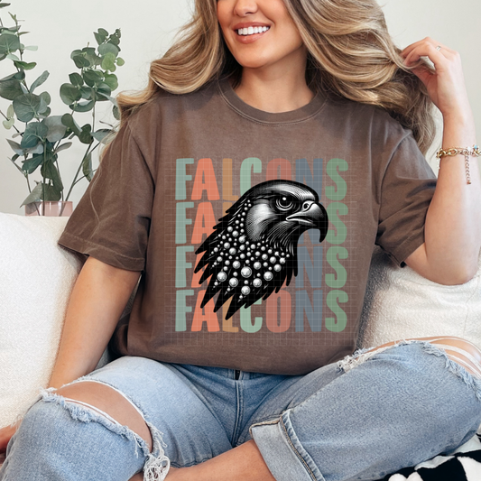 FALCONS STACKED RHINESTONES - DTF TRANSFER