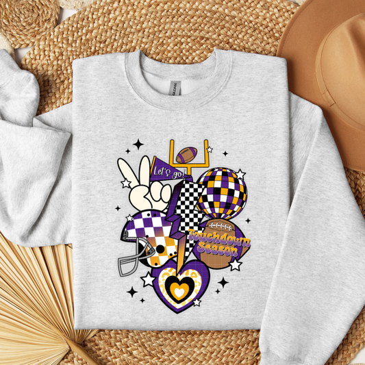 RETRO FOOTBALL COLLAGE - PURPLE & YELLOW - DTF TRANSFER