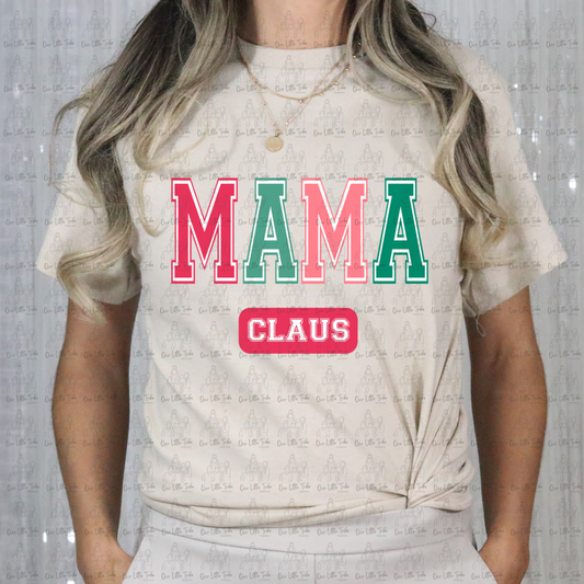 VARSITY MAMA CLAUS RED/TEAL/PINK/GREEN - DTF TRANSFER