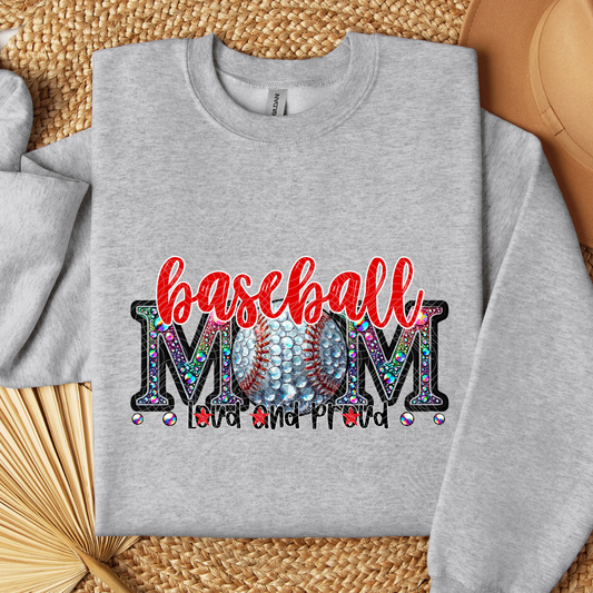 BASEBALL MOM RHINESTONE RED - DTF TRANSFER