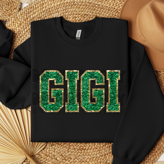 GIGI FAUX CHENILLE GREEN - DTF TRANSFER