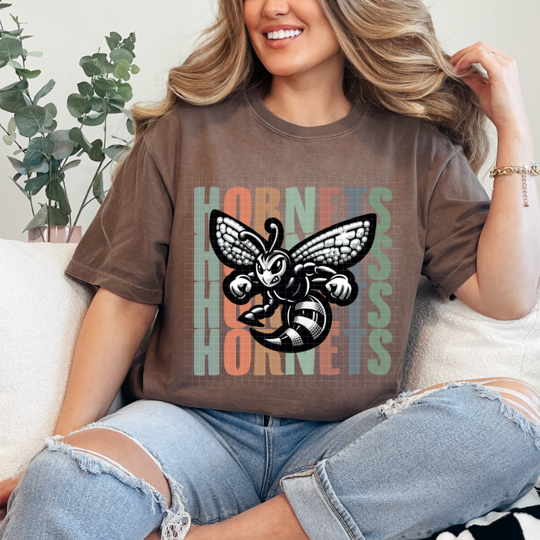 HORNETS STACKED RHINESTONES - DTF TRANSFER