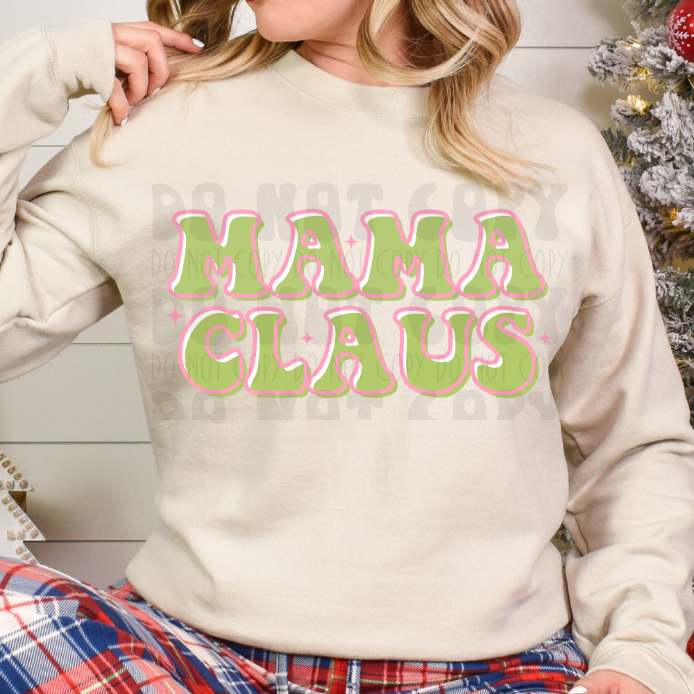 MAMA CLAUS - PINK/GREEN - DTF TRANSFER