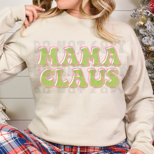MAMA CLAUS - PINK/GREEN - DTF TRANSFER
