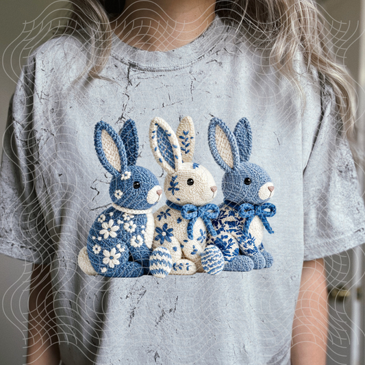 BLUE BUNNIES FAUX YARN - DTF TRANSFER