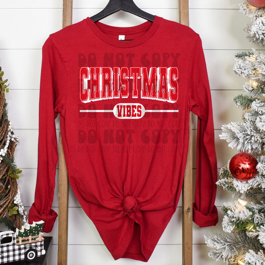 CHRISTMAS VIBES VARSITY BLOCK RED - DTF TRANSFER