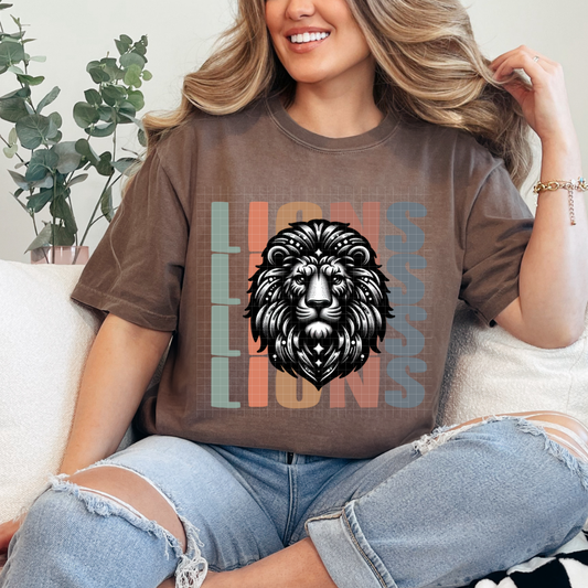 LIONS STACKED RHINESTONES - DTF TRANSFER