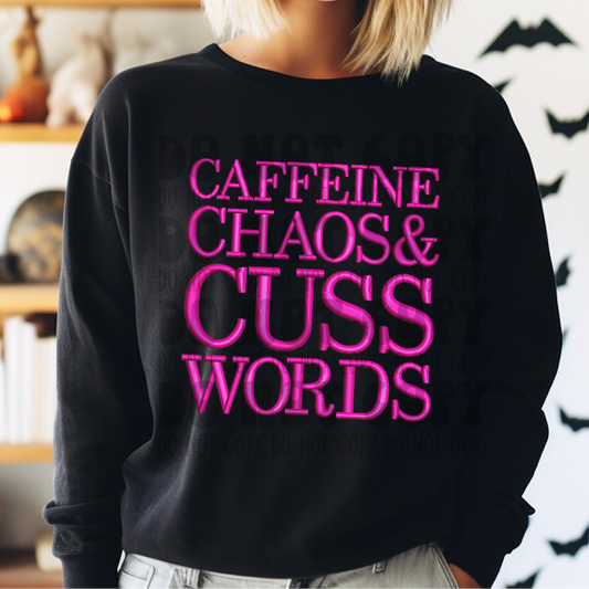 CAFFEINE CHAOS & CUSS WORDS - DTF TRANSFER
