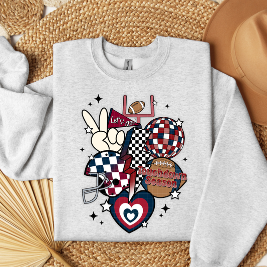 RETRO FOOTBALL COLLAGE - NAVY & MAROON - DTF TRANSFER