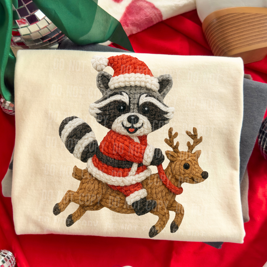 FAUX YARN RACCOON REINDEER - DTF TRANSFER