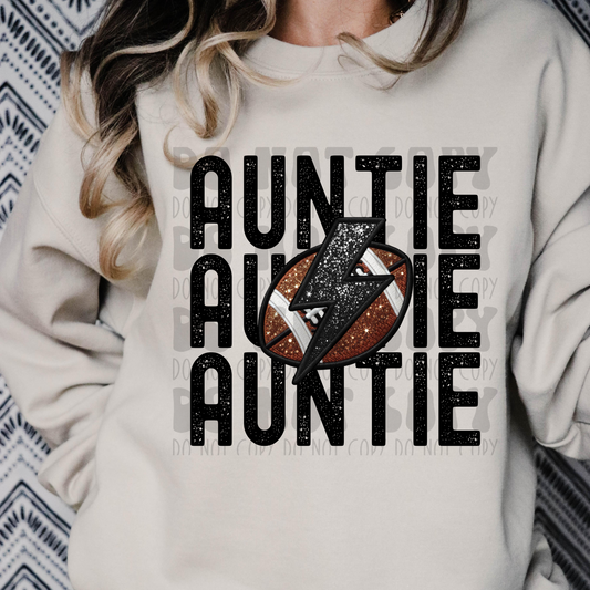 AUNTIE STACKED FAUX EMBROIDERY FOOTBALL - DTF TRANSFER
