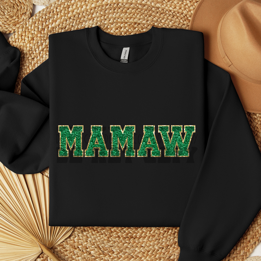MAMAW FAUX CHENILLE GREEN - DTF TRANSFER