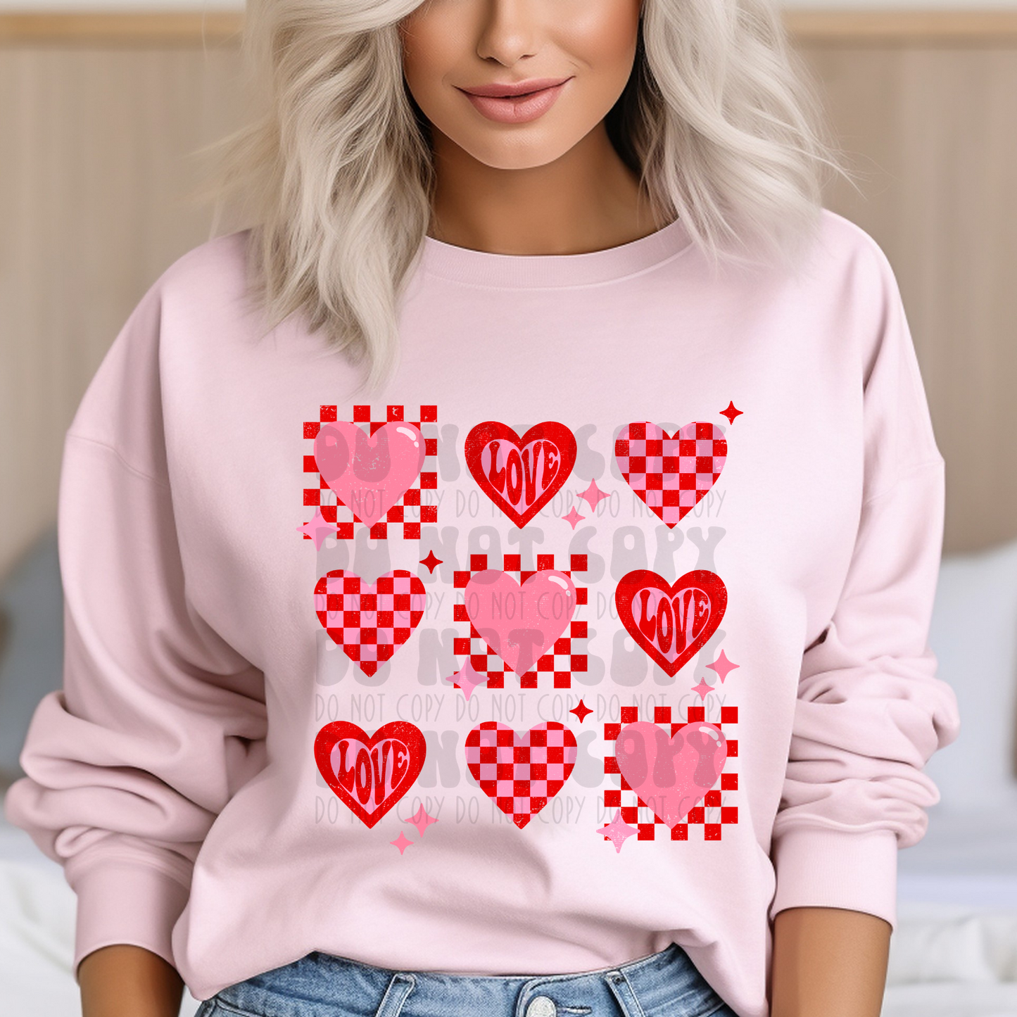 HEART GRID DISTRESSED - DTF TRANSFER