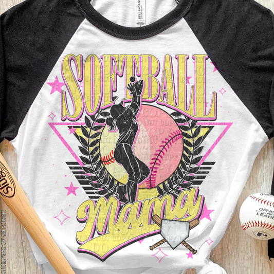 SOFTBALL MAMA VINTAGE - DTF TRANSFER