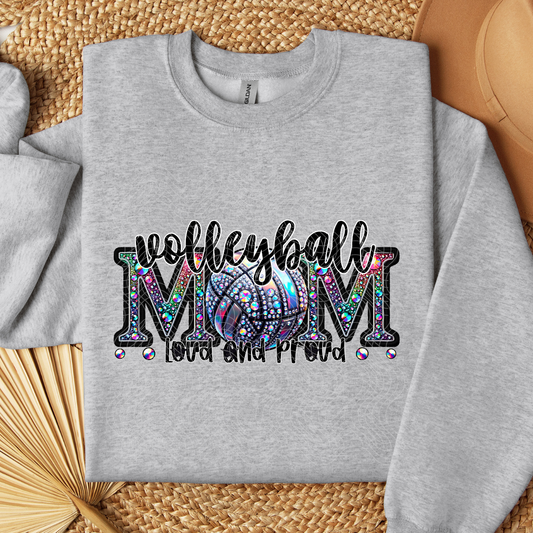 VOLLEYBALL MOM RHINESTONE BLK - DTF TRANSFER