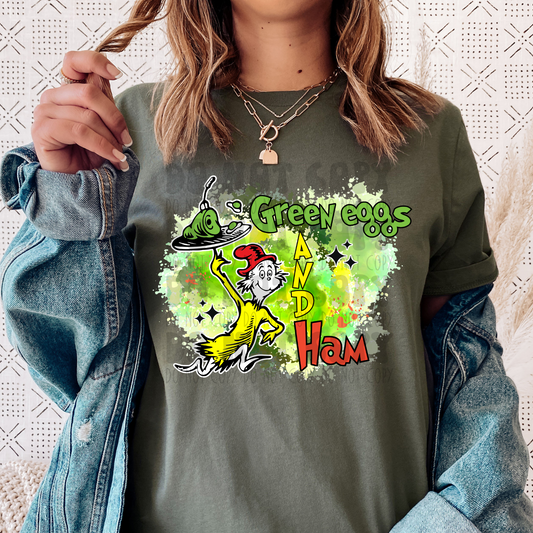 GREEN EGGS WITH BACKGROUND - DTF TRANSFER