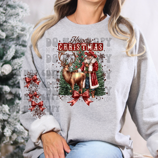 HOWDY CHRISTMAS W/ SLEEVE - DTF TRANSFER