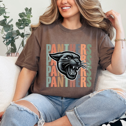PANTHERS STACKED RHINESTONES - DTF TRANSFER