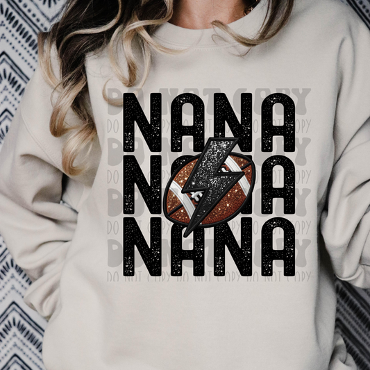 NANA STACKED FAUX EMBROIDERY FOOTBALL - DTF TRANSFER